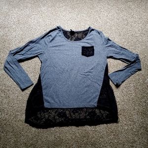 Rue21 Lace Back 3/4 Sleeve Tee